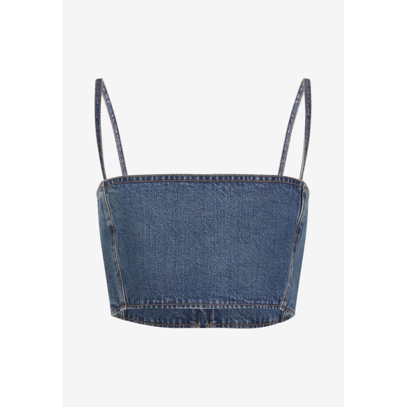 Cropped Sleeveless Denim Top