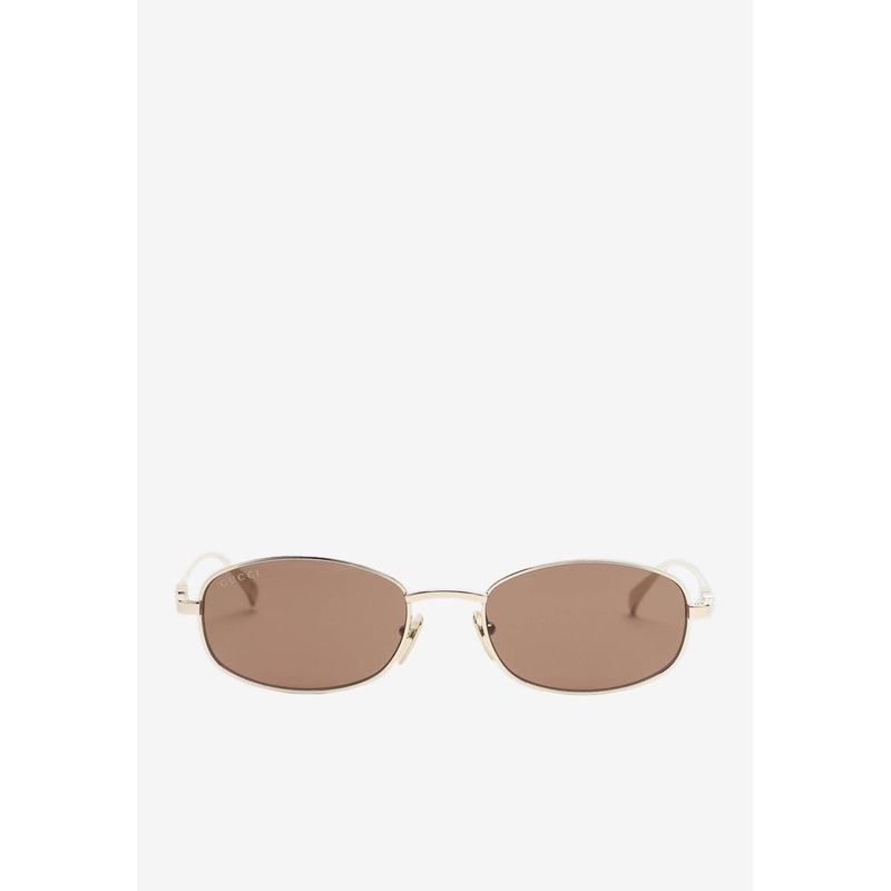 Cut-Out Logo Oval Sunglasses