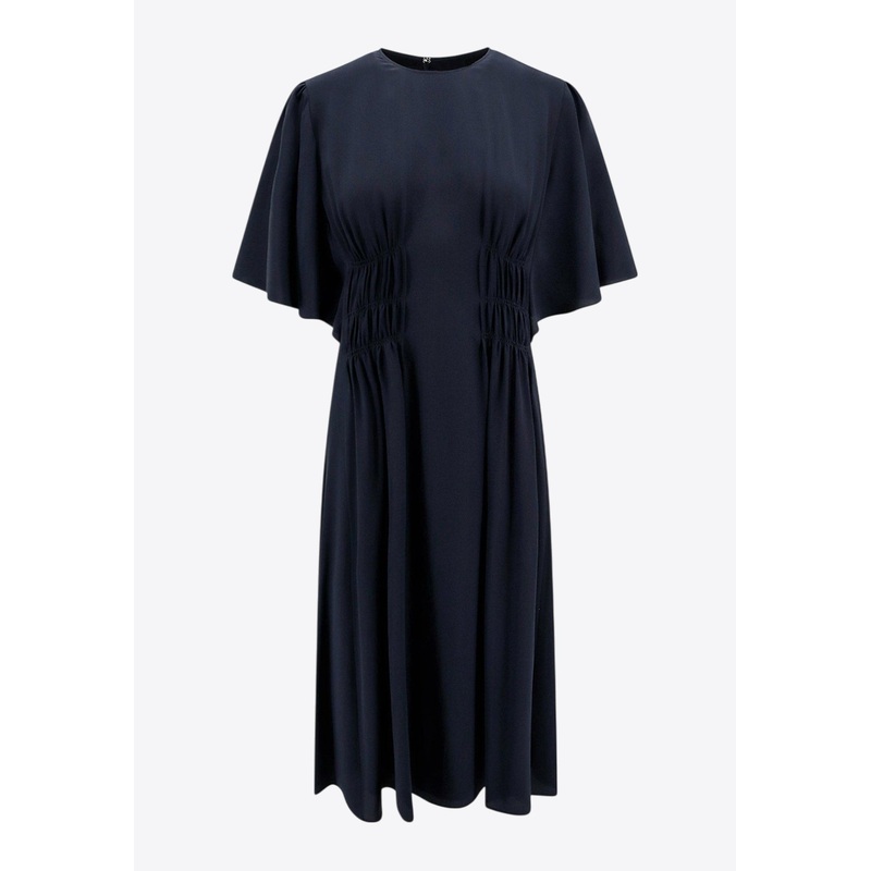 Draped Silk Midi Dress