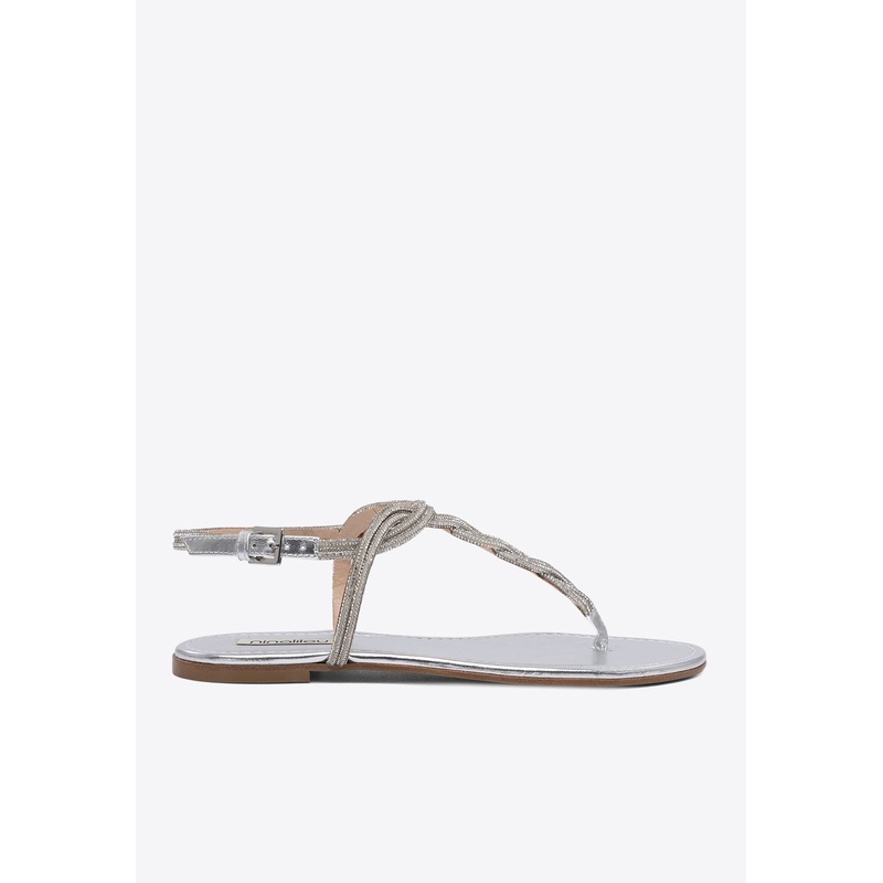 Elisa Laminated Leather Braided Sandals