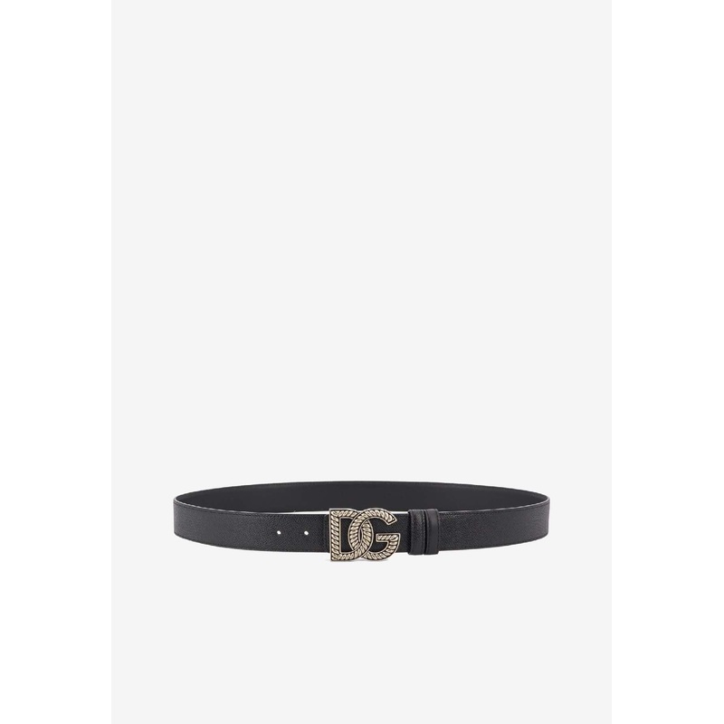 Embellished DG Logo Leather Belt