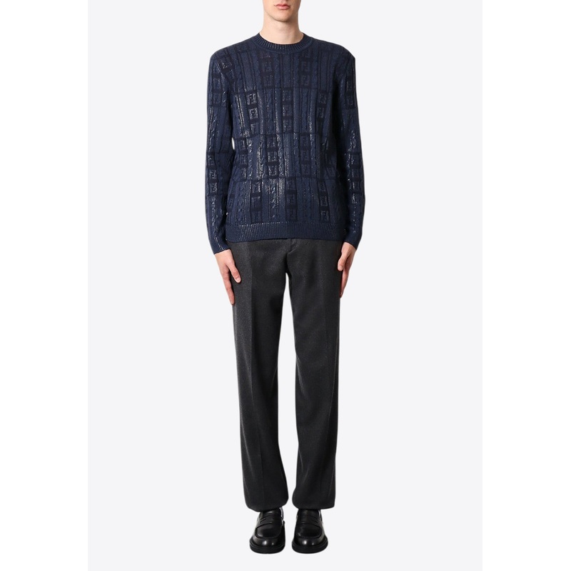 FF Jacquard Ribbed Wool Sweater