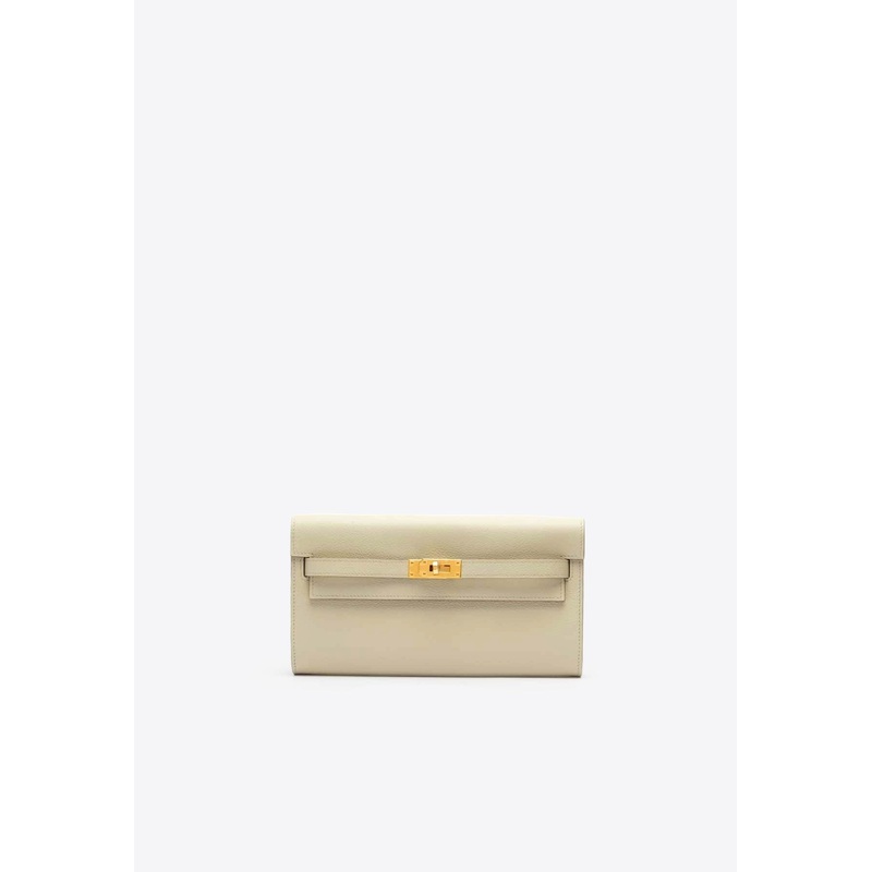 Kelly To Go Wallet in Beton Evercolor Leather in Gold Hardware