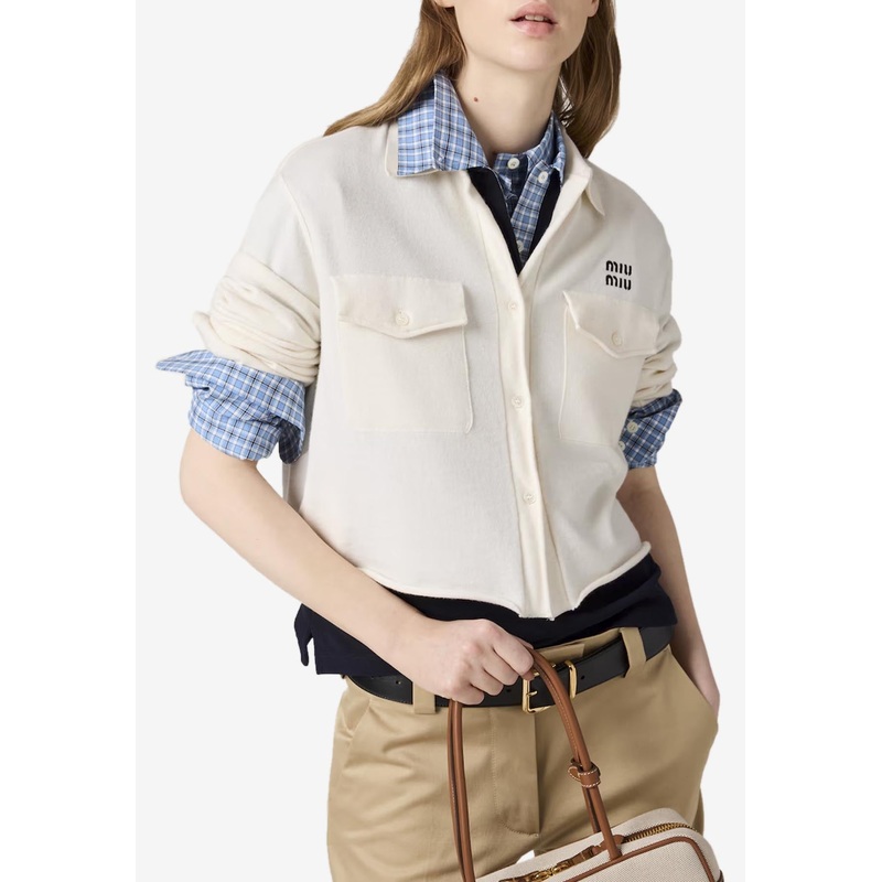 Cashmere Boxy-Fit Cropped Shirt