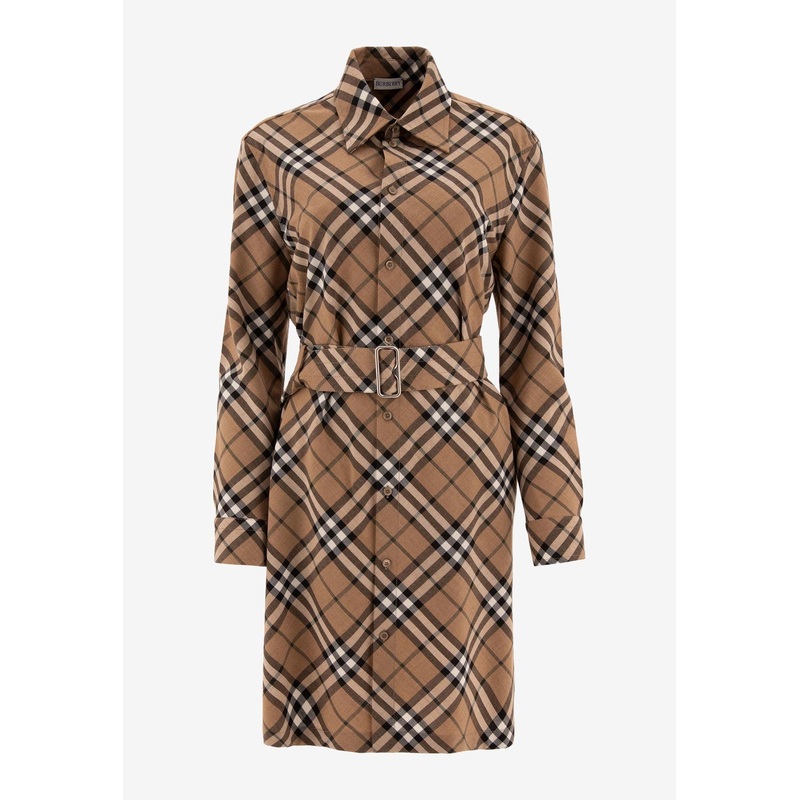 Check Wool Shirt Dress