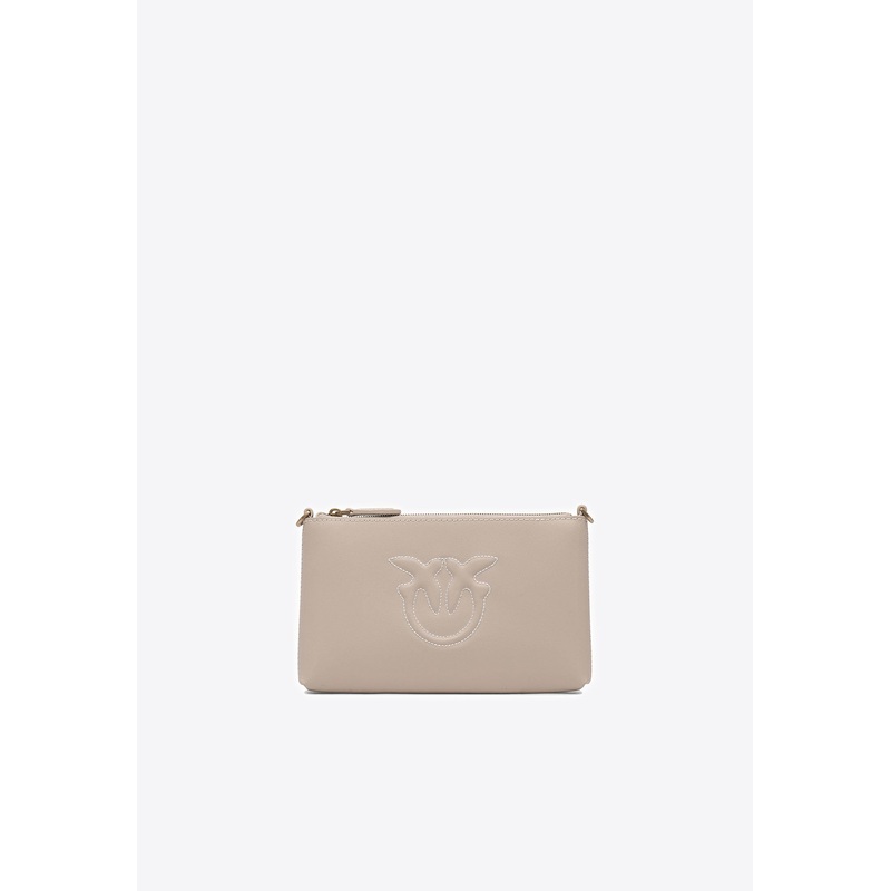 Embossed Logo Leather Crossbody Bag
