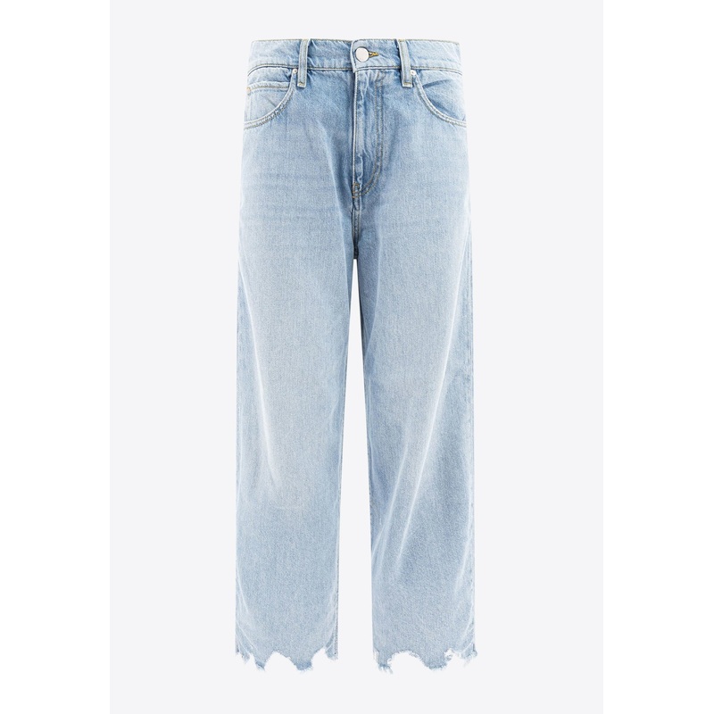 Fringed Hem Wide-Leg Jeans