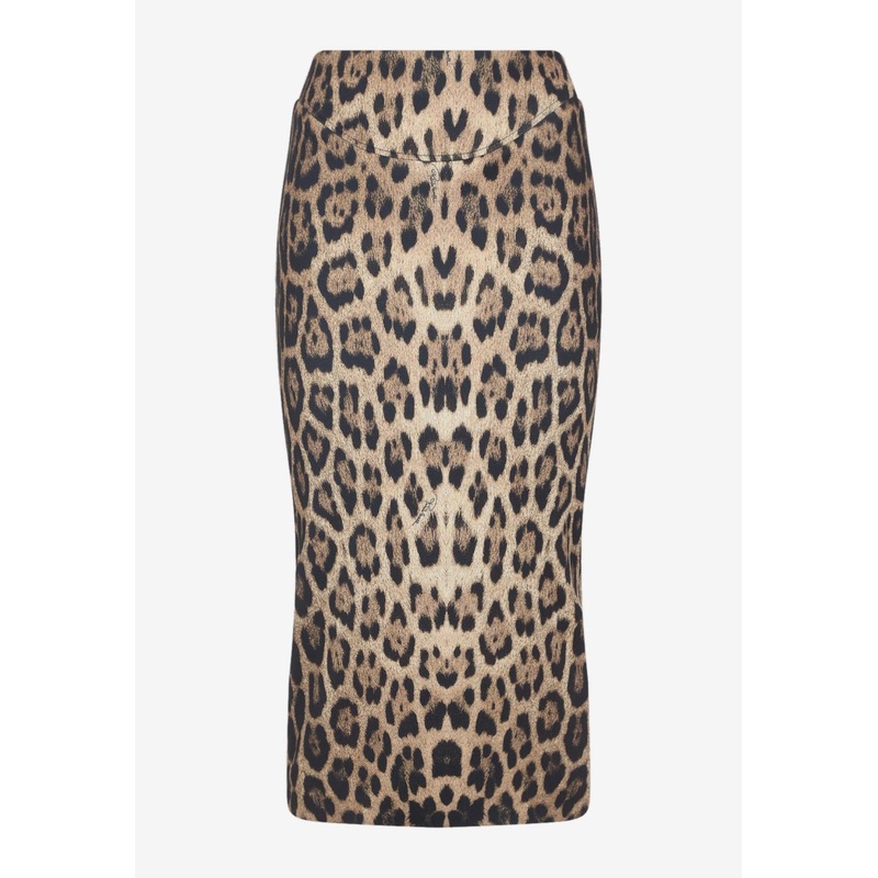 Jaguar-Skin Printed Midi Skirt