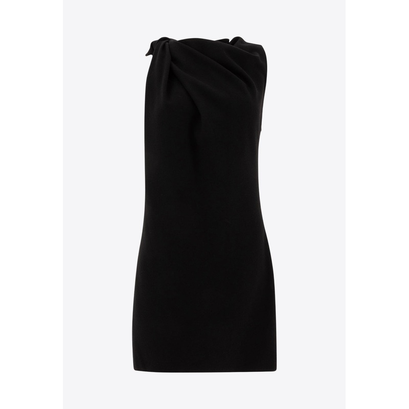 Knotted Sleeveless Mini Dress in Wool