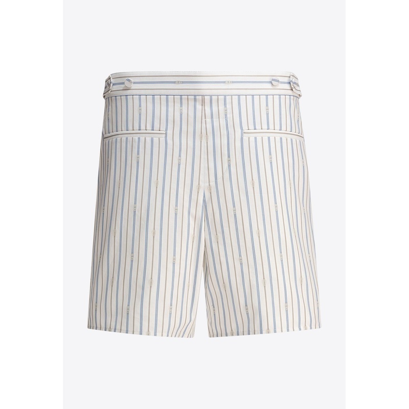 Skull Logo Striped Shorts