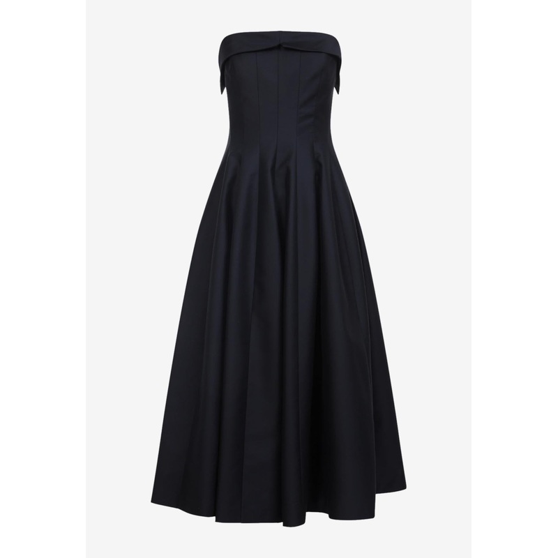 Strapless Midi Dress in Wool and Silk