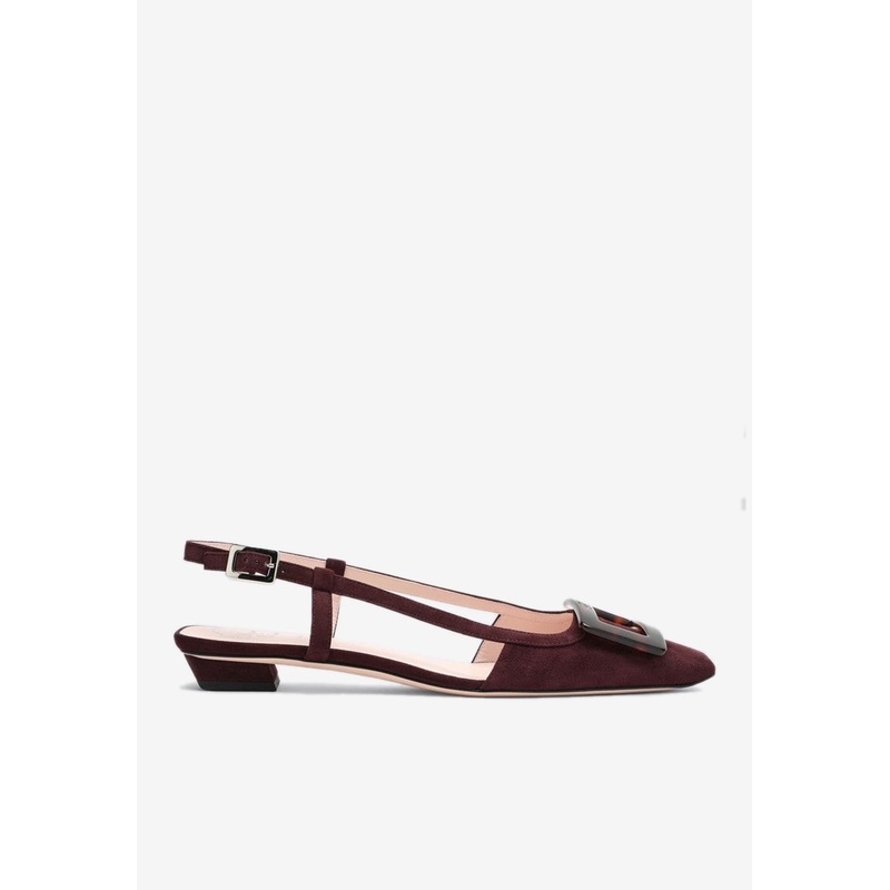 Belle Vivier Suede Slingback Flats