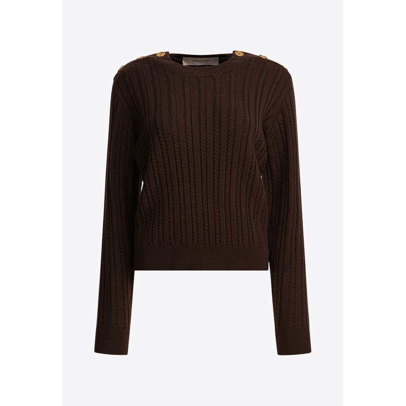 Cable-Knit Wool Blend Sweater