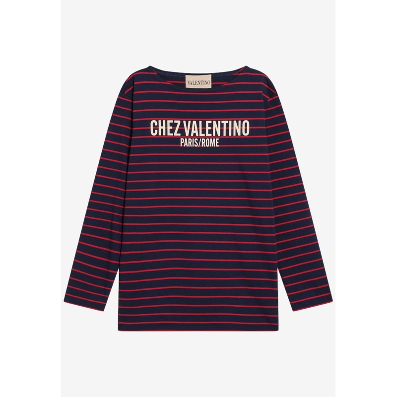 Chez Logo Long-Sleeved Stripe T-shirt