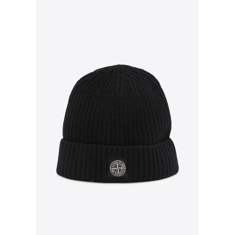 Compass Patch Ribbed Beanie