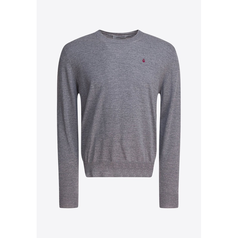 Embroidered Skull Wool Sweater