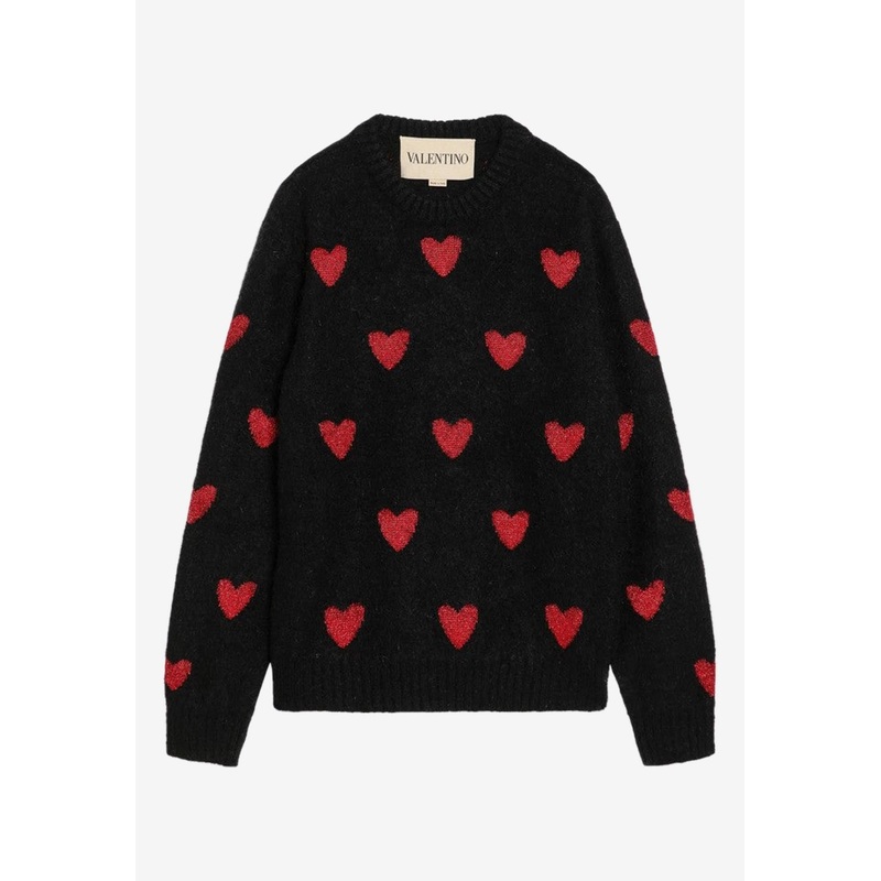 Jacquard Heart Mohair Blend Sweater