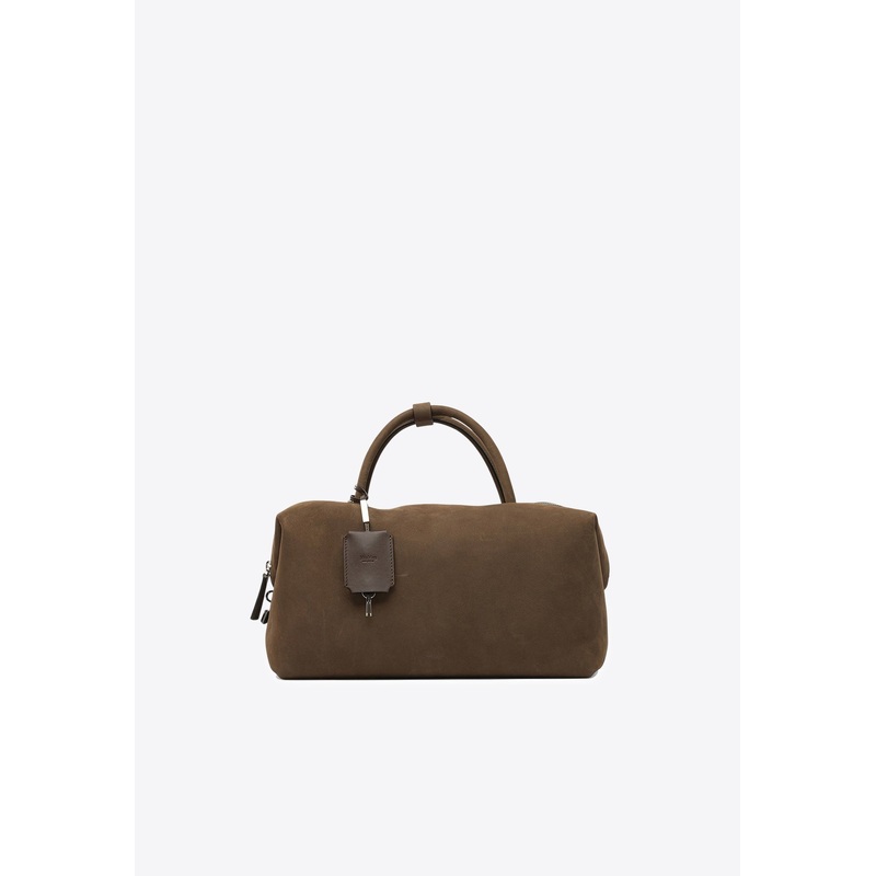 Large Boston Suede Top Handle Bag