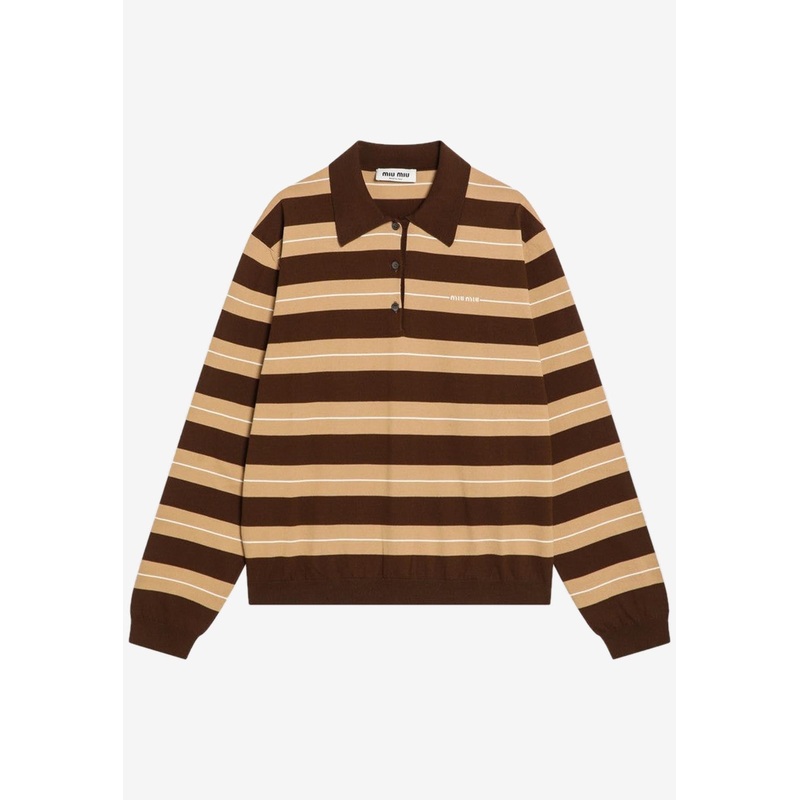 Logo Embroidered Long-Sleeved Polo T-shirt