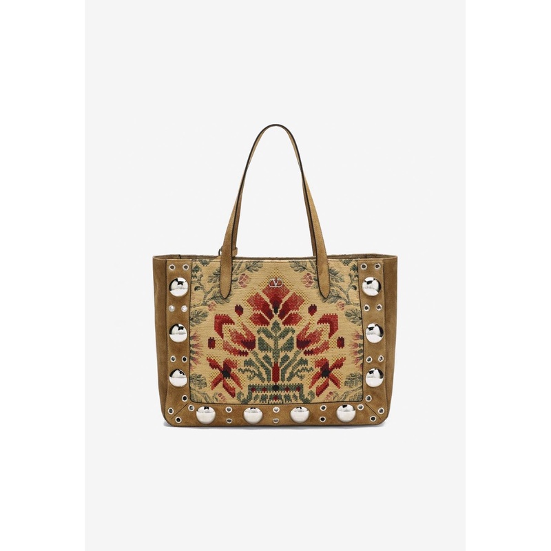 Medium Nellcte Jacquard Suede Tote Bag