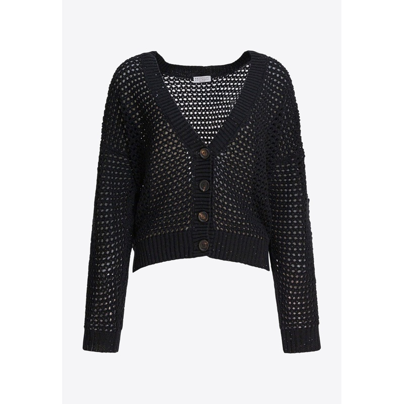 Open Knit V-neck Cardigan