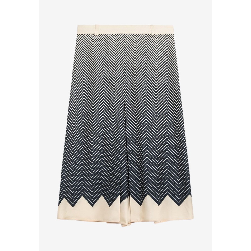 Patterned Silk Midi Skirt