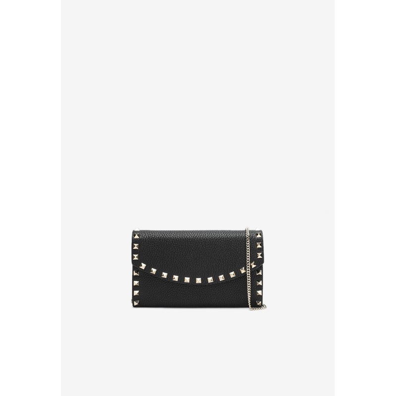 Rockstud Hammered Leather Chain Clutch