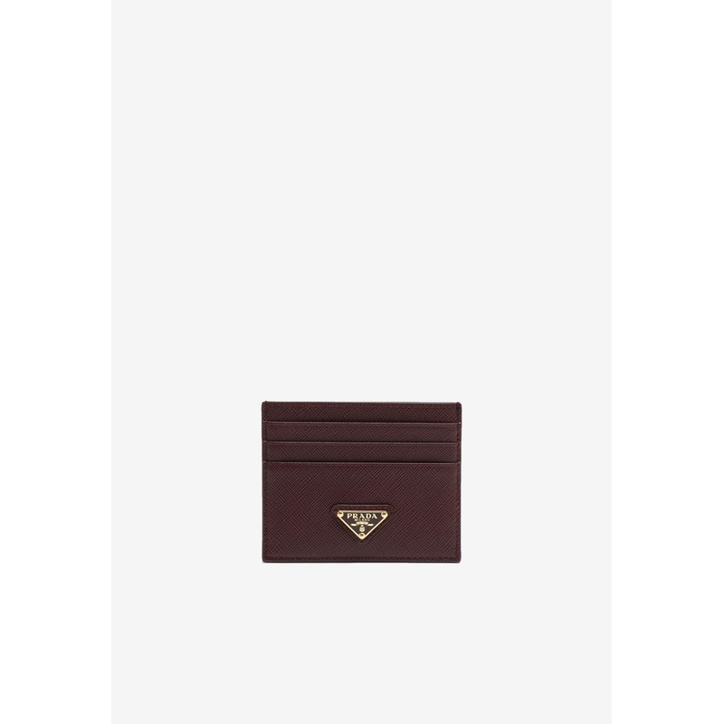 Triangle Logo Cardholder in Saffiano Leather