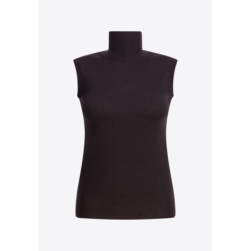 Vertigo Turtleneck Sleeveless Wool Knit Top