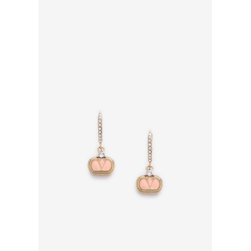 VLogo Crystal Paved Oval Earrings