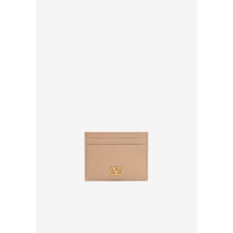 VLogo Grained Leather Cardholder