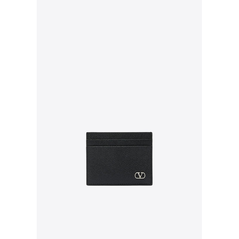 VLogo Signature Cardholder in Grained Leather