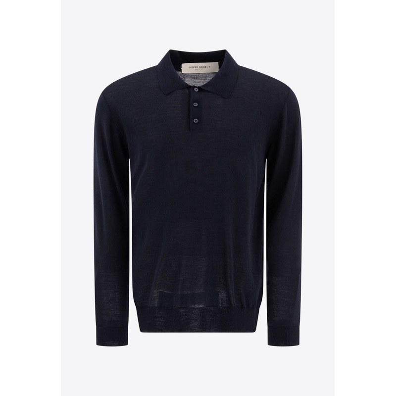 Wool Knit Long-Sleeved Polo T-shirt