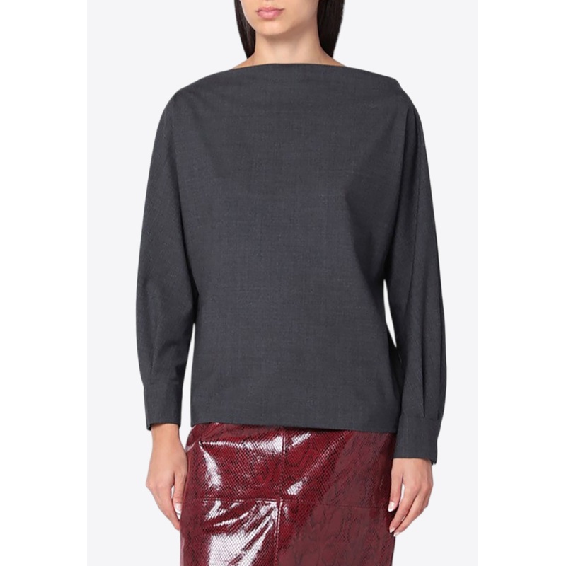 Boat Neck Wool Blouse