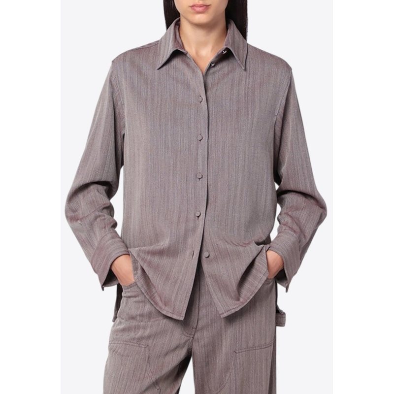 Chevron Wool Blend Long-Sleeved Shirt