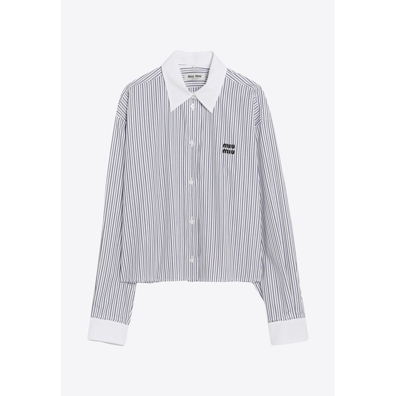 Embroidered Logo Striped Shirt
