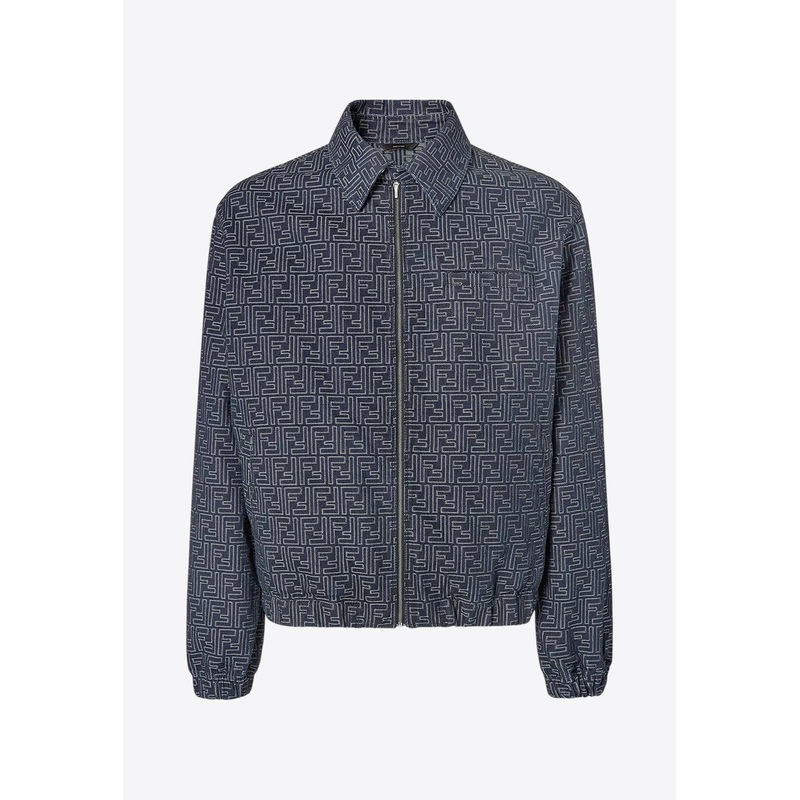 FF Jacquard Zip-Up Denim Jacket