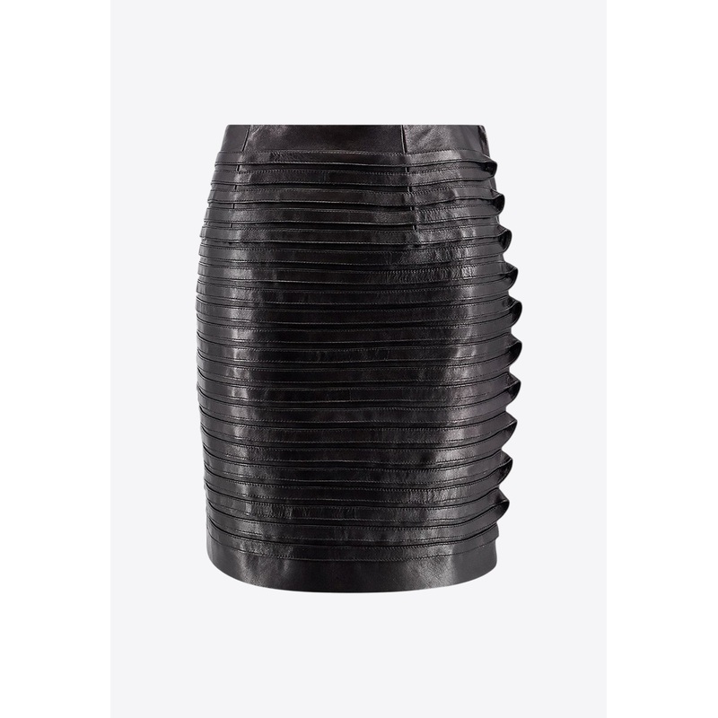 Leather Pleated Mini Skirt