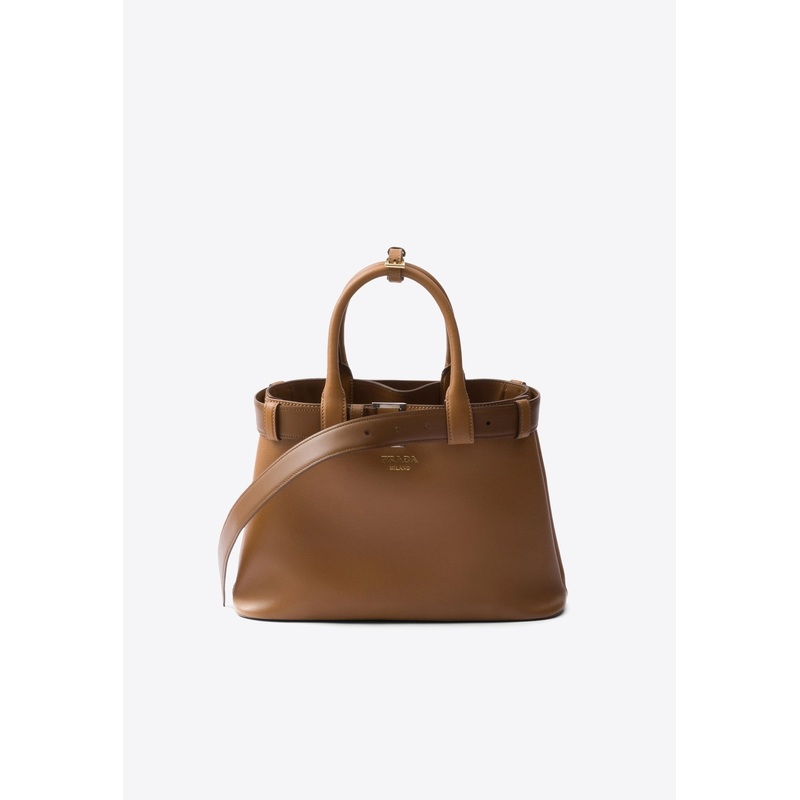 Medium Logo Leather Top Handle Bag