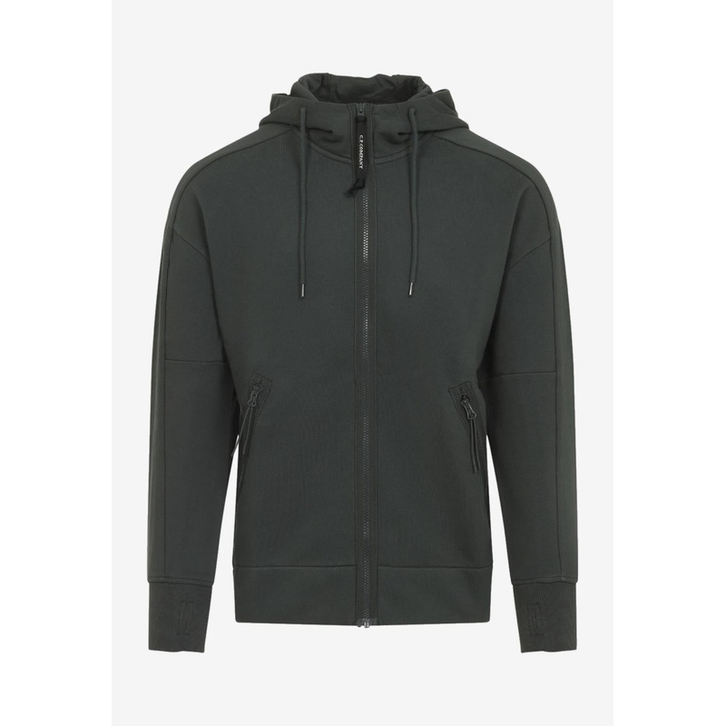 Open Zip-Up Hooded Sweatshirt
