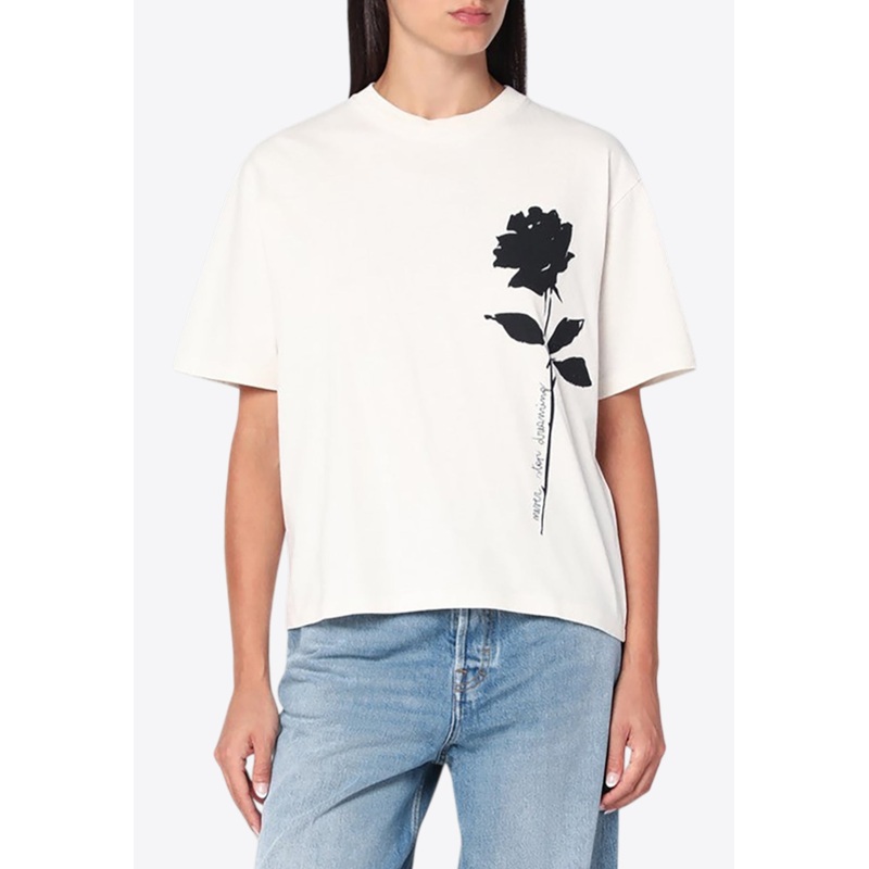 Rose Print Crewneck T-shirt
