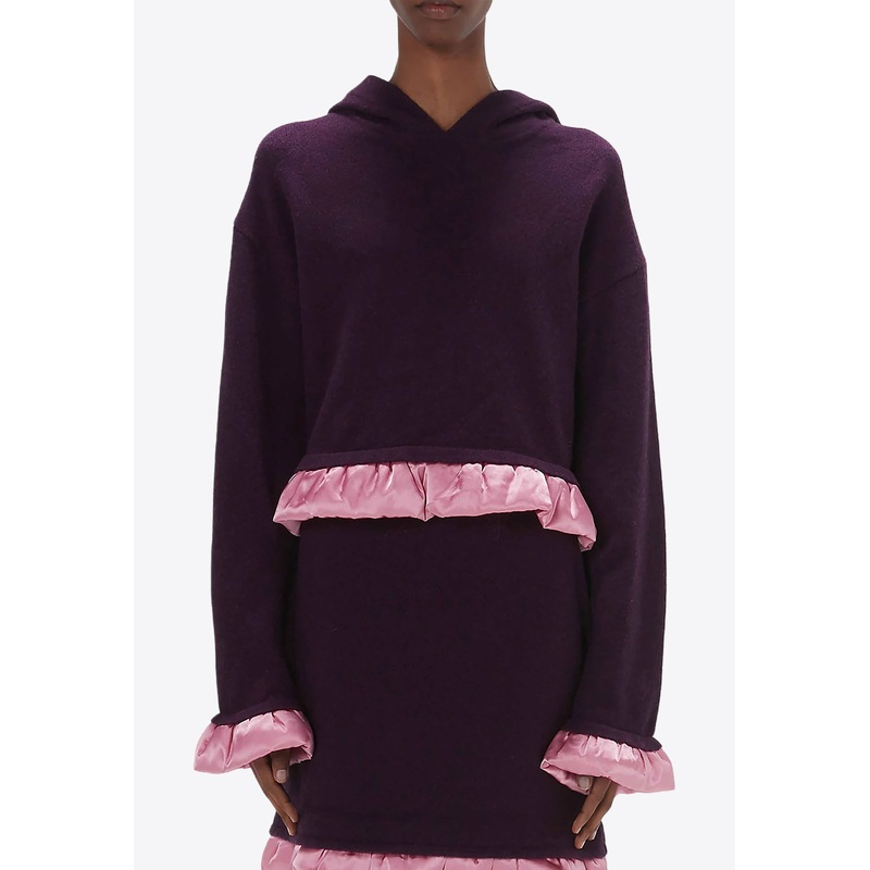 Satin-Trimmed Cropped Hoodie