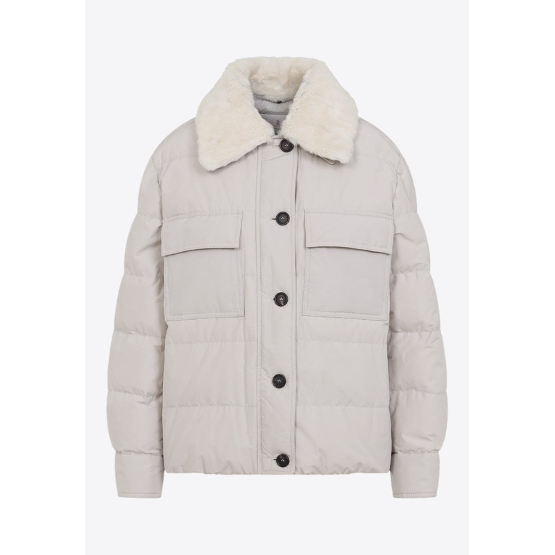 Shearling-Collar Down Jacket