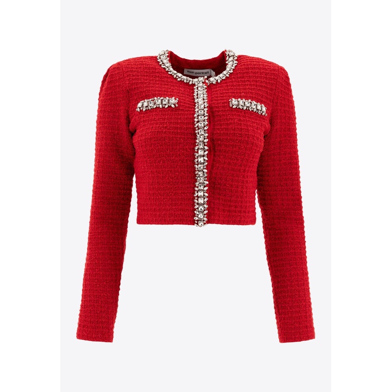 Waffle Knit Crystal Embellished Cardigan