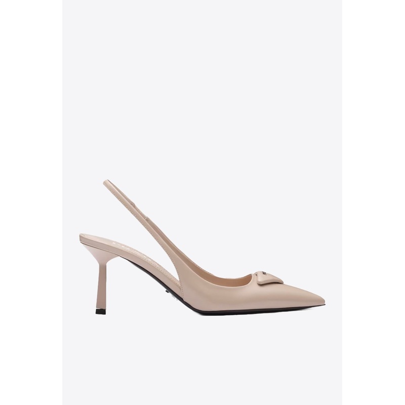 55 Brushed Leather Slingback Pumps