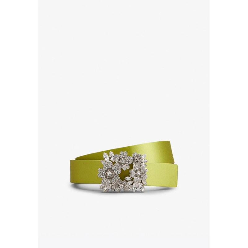 Bouquet Strass Buckle Belt in Satin