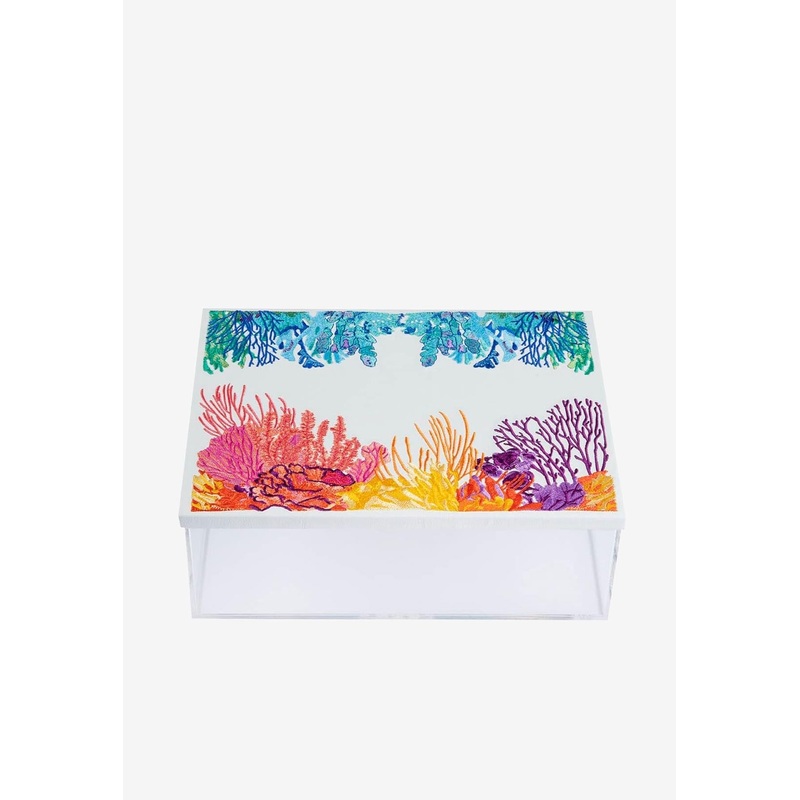 Coral Embroidered Acrylic Box
