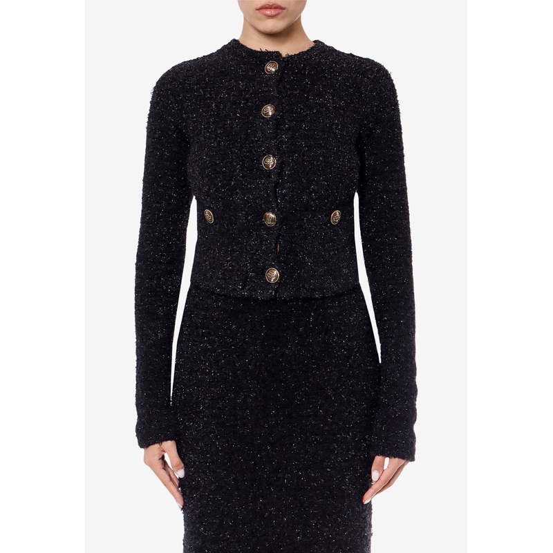 Knitted Tweed Cropped Cardigan