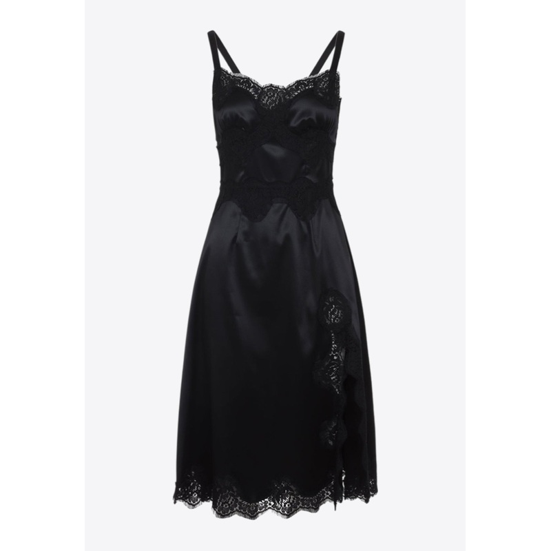 Lace-Insert Knee-Length Dress