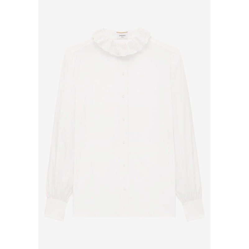 Lace Pierrot Collar Poplin Blouse